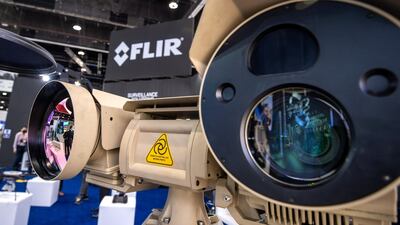 The FLIR stand at Idex 202. The company manufactures thermal imaging cameras, components and imaging sensors. Victor Besa / The National