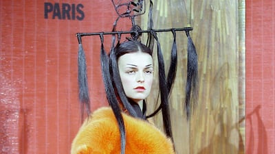 Model Jaquetta Wheeler at the Jean Paul Gaultier Autumn-Winter 2001/2002 haute couture collection. AFP 