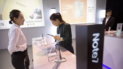 Samsung said on Sunday that about 200,000 affected South Korean customers have turned in their devices, with another 200,000 people left for the recall. Mark Schiefelbein / AP Photo