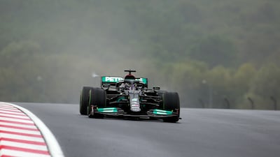 Mercedes driver Lewis Hamilton during a wet Turkish GP. AP