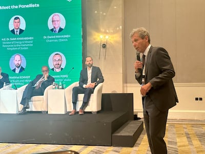 Niels Peter Wright, chief executive of Norwegian company Waterise, speaking at Digital & Green Jordan, an EU-sponsored business forum, in Amman, on June 11, 2024. Photo: Waterise
