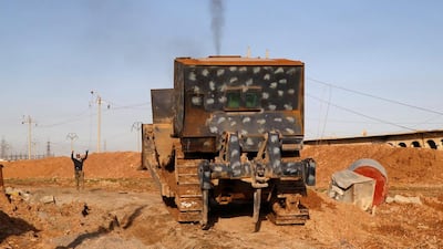 Iraqi security forces maneuver a military vehicle during clashes with Islamic State militants.