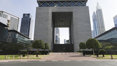 The stock ticker in front of DIFC Gate in Dubai. Sarah Dea / The National
