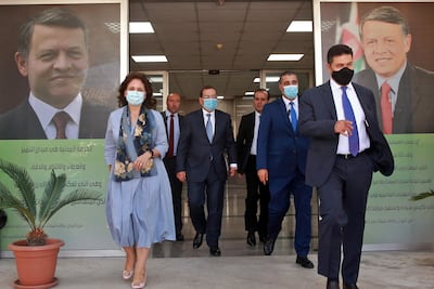 From left: Jordan's Hala Zawati, left, Egypt's Tarek El Molla, Syria's Bassam Tohme and Lebanon's Raymond Ghajar in Jordan's capital Amman on Wednesday. AFP