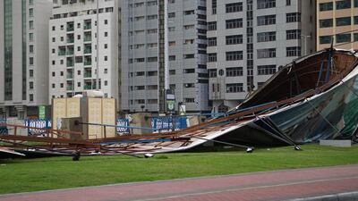 A sign falls over at the main bus stop in Abu Dhabi. Courtesy Chantal Louw