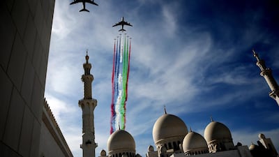 The Sheikh Zayed Grand Mosque in Abu Dhabi during National Day celebrations. AP Photo