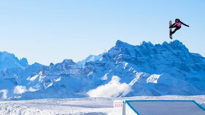 Courtney Rummel of the USA in action during the qualification run of the women's snowboard slopestyle event at the Lausanne 2020 Winter Youth Olympic Games in Leysin, on Saturday, 18 January. EPA