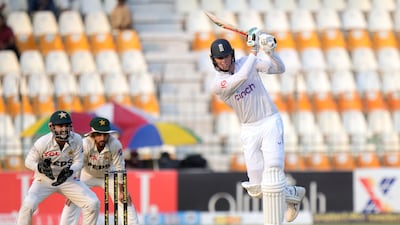 England's Zak Crawley, right, plays a shot on his way to making 64 not out on the second day. AP