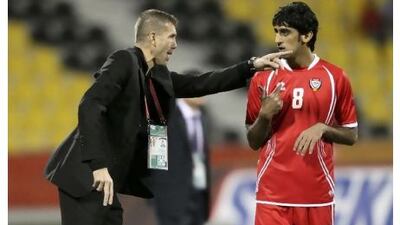 UAE coach Srecko Katanec, left, believes Hamdan al Kamali, right, is one of several Emiratis good enough to play in Europe. Suhaib Salem / Reuters