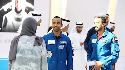 Dr Al Neyadi, right, was joined by Emirati astronaut Hazza Al Mansouri at the museum.