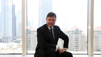 Nick Maclean’s office in Emaar Square overlooks the most important bit of prime real estate in the city, the rapidly expanding Dubai International Financial Centre. Pawan Singh / The National