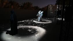 Pulse Canopy by Rafael Lozano-Hemmer is on display as part of Manar Abu Dhabi in Al Ain. Pawan Singh for The National.