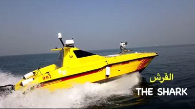 The Shark is Dubai Civil Defence's fire-fighting boat that can be remotely controlled. Courtesy Dubai Civil Defence