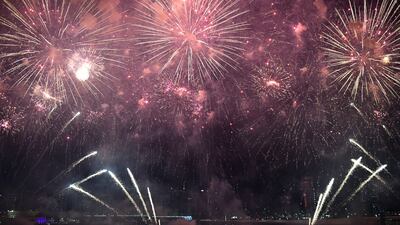 Fireworks display for UAE's 51st National Day on Al Maryah Island, Abu Dhabi. Khushnum Bhandari / The National