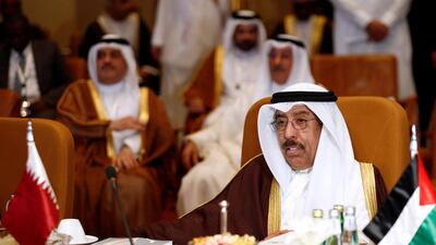Head of Qatari delegation and Qatar's permanent representative to the Arab League Saif Al-Buainain attends the Arab Foreign meeting in Riyadh, Saudi Arabia. Faisal Al Nasser / Reuters