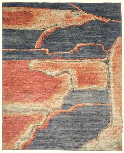 Landscape Dara Heat, a hand-knotted carpet designed by Maryam Omar and woven by Bamiyan women weavers. Photo: Turquoise Mountain