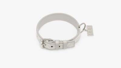 White fabric dog collar, Dh1,250 ($340), Fendi. Photo: Fendi