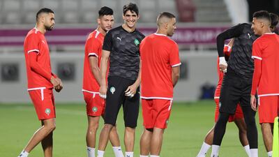 Morocco's goalkeeper Yassine Bounou at training. AFP
