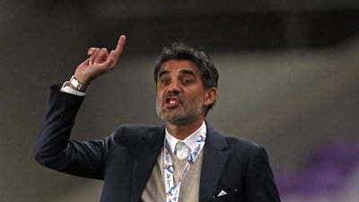 Zoran Mamic issues instructions to his Al Ain players in the Asian Champions League match against Iran's Zobahan at the Hazza Bin Zayed Stadium in Al Ain on February 21, 2017. Nezar Balout / AFP