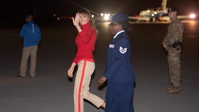 And here she is upon returning to the US on Sunday morning