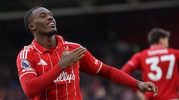 Callum Hudson-Odoi scored twice for Nottingham Forest in their win over Spurs. AFP
