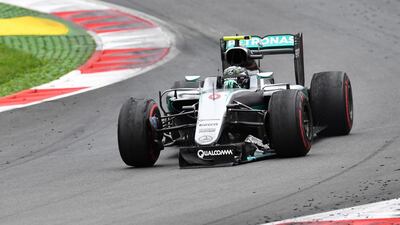 Mercedes driver Nico Rosberg steers his car during the Formula One Austrian Grand Prix, at the Red Bull Ring racetrack, in Spielberg, Austria, Sunday, July. 3, 2016. Kerstin Joensson / AP Photo