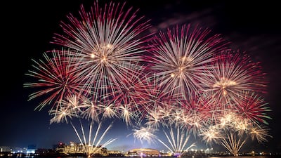 Fireworks light up the Yas Bay waterfront to mark Eid Al Fitr, in Abu Dhabi. Victor Besa / The National