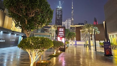 Burj Khalifa shines in the distance