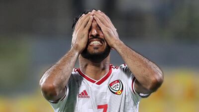 UAE's Ali Mabkhout after missing a chance. Chris Whiteoak / The National