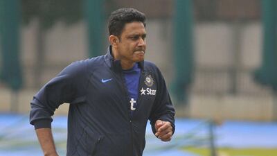 India’s newly appointed cricket coach Anil Kumble attends a practice session. Abhishek N Chinnappa / Reuters
