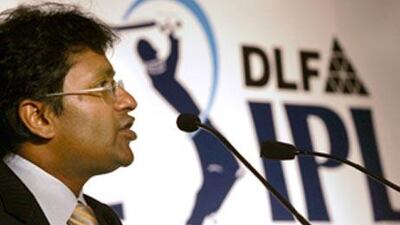 The IPL chairman, Lalit Modi, addresses a press conference in Mumbai.