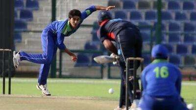 UAE’s Tahir Sultan, left, shown here with the ECB Greens, will compete for the UAE at the ACC Under-19 tournament in Malaysia. Pawan Singh / The National