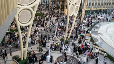 Crowds on the last day of Expo 2020 Dubai. Antonie Robertson / The National