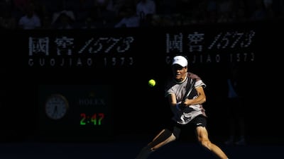 Jannik Sinner in action against Novak Djokovic. EPA