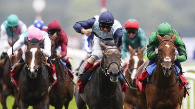 Kingston Hill, centre, wins the St Leger Stakes at Doncaster. Alan Crowhurst / Getty Images