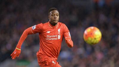Liverpool's Belgian striker Divock Origi chases the ball during the English Premier League football match between Liverpool and Manchester City at Anfield in Liverpool, north west England on March 2, 2016. - RESTRICTED TO EDITORIAL USE. No use with unauthorized audio, video, data, fixture lists, club/league logos or 'live' services. Online in-match use limited to 75 images, no video emulation. No use in betting, games or single club/league/player publications. / AFP / Paul ELLIS / RESTRICTED TO EDITORIAL USE. No use with unauthorized audio, video, data, fixture lists, club/league logos or 'live' services. Online in-match use limited to 75 images, no video emulation. No use in betting, games or single club/league/player publications.