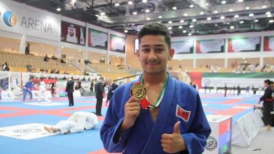Marzouq Masood Al Alawi, winner of the white belt 55kg final at the Martyrs Jiu-Jitsu Championship. Amith Passela / The National