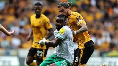 Allan Saint-Maximin on the attack for Newcastle. Getty