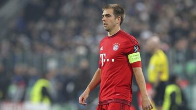 Bayern Munich captain Philipp Lahm shown during his team's Champions League match against Juventus last week. Marco Luzzani / Getty Images / February 23, 2016