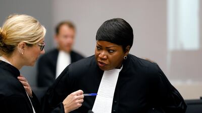 Public Prosecutor Fatou Bensouda attends the trial of Congolese warlord Bosco Ntaganda at the ICC in the Hague, the Netherlands in August, 2018. Pool via Reuters, file