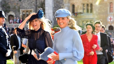 Chelsy Davy, left, arrives for the wedding. AP Photo