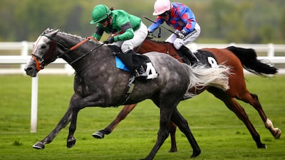 Rosie Jessop, left rides Moscato to win a win at Ascot in 2015. On Friday she competes in Abu Dhabi for the first time. Charlie Crowhurst / Getty Images