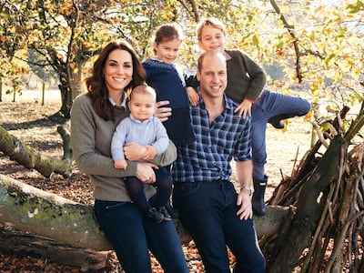 The 2019 Christmas card featured Prince William and his wife Kate with their three children at Anmer Hall in Norfolk. Getty Images