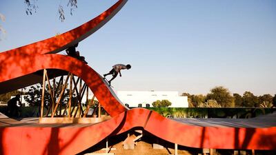 Omar, tests out his skills at Taskheel, a skateboarding park, which has become a haven for skaters in this country. Lee Hoagland / The National