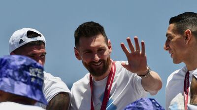 Lionel Messi waves to the fans. AFP