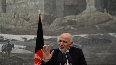 Afghan president Ashraf Ghani speaks during a press conference at the presidential palace in Kabul on November 1, 2014. Shah Marai/AFP Photo