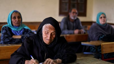 Zubaida Abd Elaal, 87, a grandmother of 13, learns how to read and write in a literacy school in El-Menoufia province, north of Cairo, Egypt. All photos: Reuters