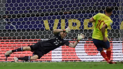 Colombia's Edwin Cardona misses a penalty during the shootout against Argentina.