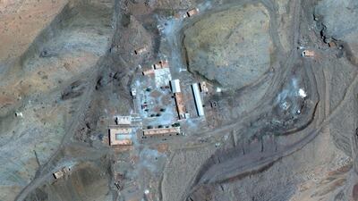 A satellite image of an area near Abadeh, Iran, that Israel said was a nuclear weapons site. Iranian dissidents claim an explosives expert worked there. AP