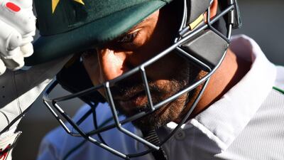 Pakistan's Haris Sohail after his dismissal by Australia's paceman Mitchell Starc. AFP